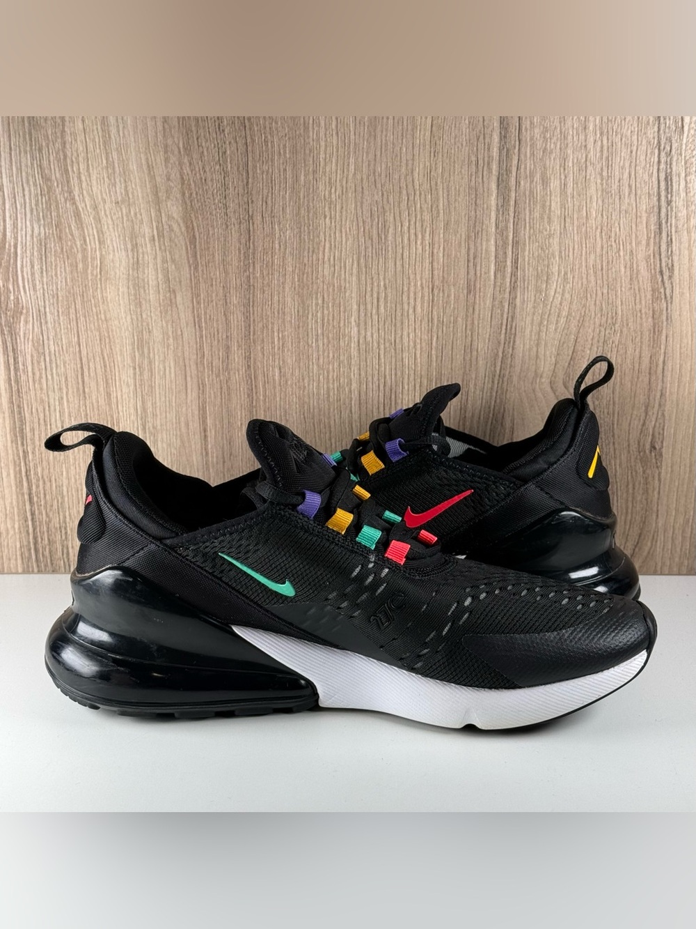 Nike Air Max 270 Game Change Black Multi Color Shoes CJ6960-001 GS 7Y / Wmns 8.5 - Picture 6 of 9